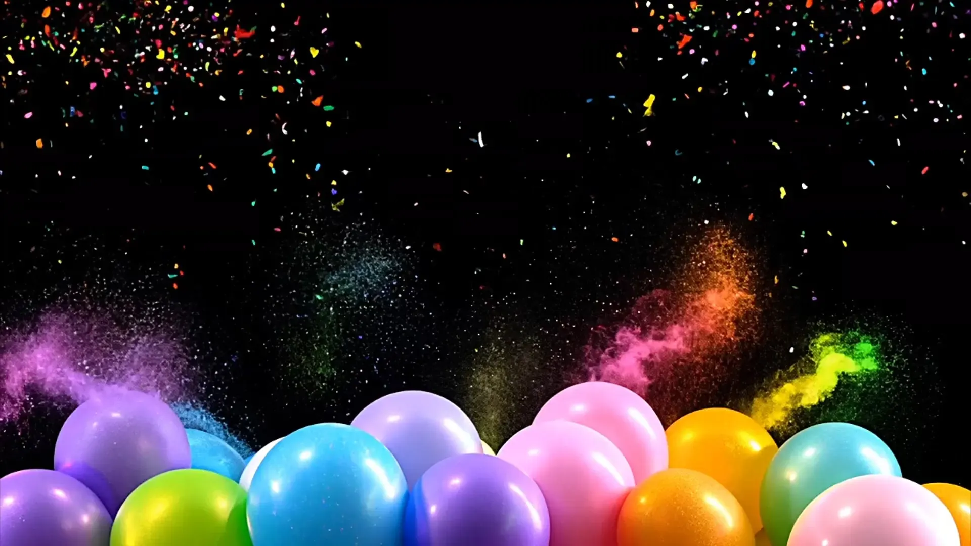 Energetic Party Balloon Confetti Overlay for Corporate Event Videos